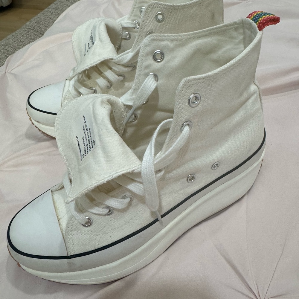 Converse Cream High-Top Platform Sneakers